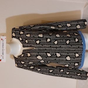 Jamie Gries, Long sleeve cardigan, with zippered front. Size M, pre-owned.